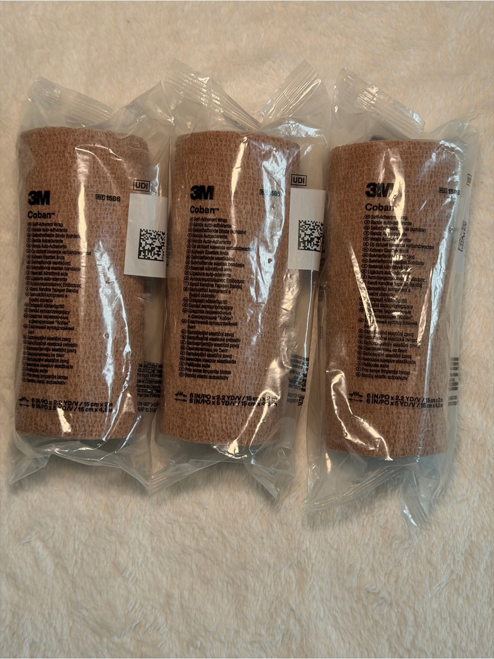 New 3M Coban Tan Cohesive Bandage Wrap 6” x 5 yards - Pack of 3